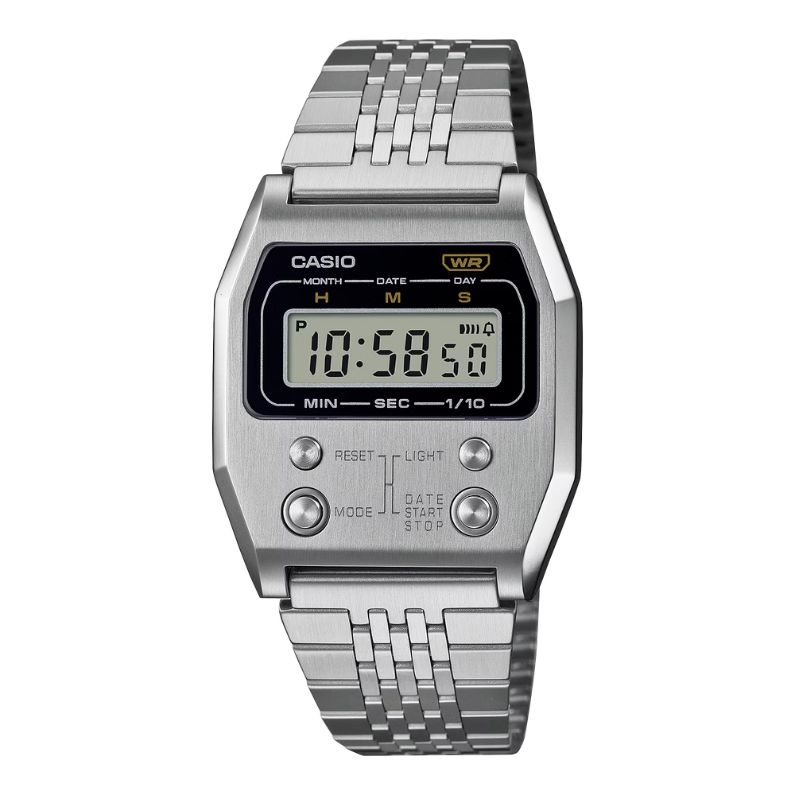 Reloj Casio Vintage Edgy en acero y 4 botones frontales, A1100D-1EF.