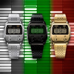 Colección Casio Vintage Edgy en acero con 4 botones frontales, A1100.