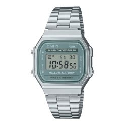 Reloj Casio Vintage unisex plateado y esfera gris A168WA-3AYES.