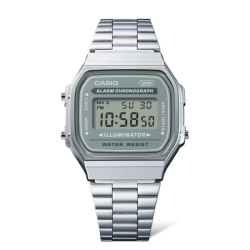 Reloj Casio Vintage unisex plateado y esfera gris A168WA-3AYES.