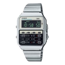 Reloj Casio Edgy calculadora plateado y esfera blanca/negra, CA-500WE-7BEF.