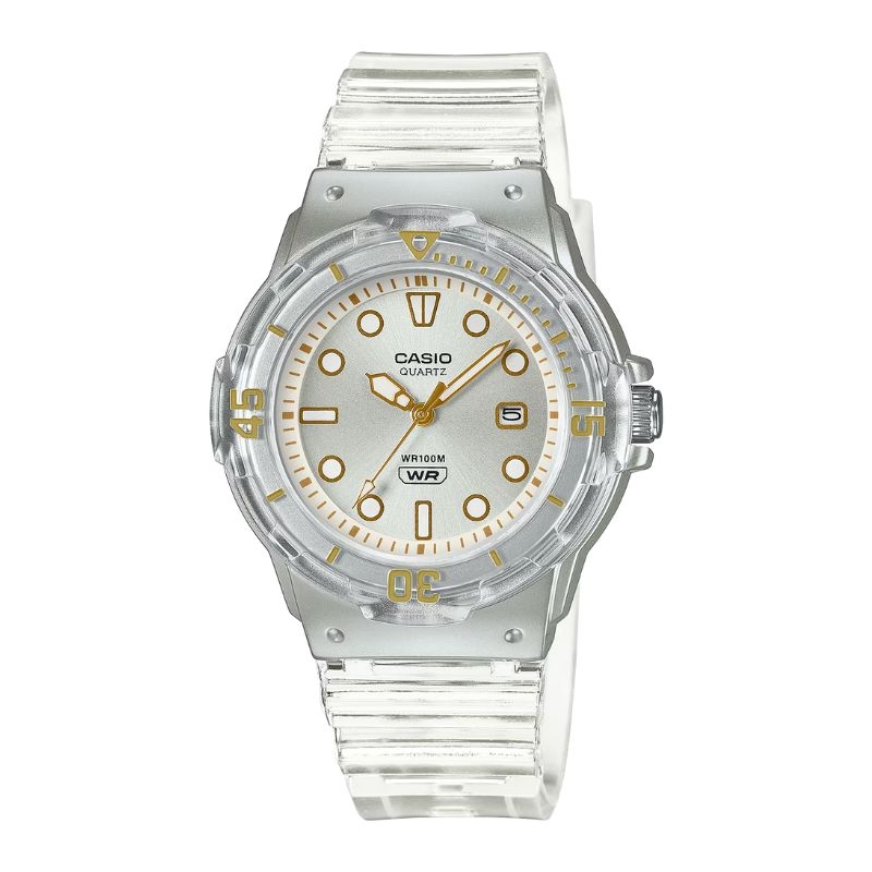 Reloj Casio Timeless Pop Transparent de mujer en blanco, LRW-200HS-7EVEF.