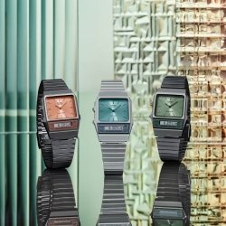 Reloj Casio Vintage plateado, doble pantalla y esfera celeste, AQ-800EC-2AEF.
