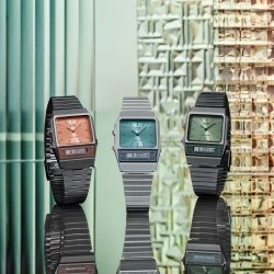 Colección Casio Vintage rectangular con doble pantalla y cristal tintado, AQ-800.