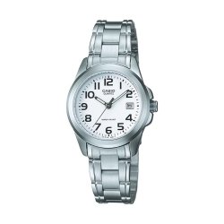 Reloj Casio gama básica en platado para mujer, LTP-1259PD-7BEG.