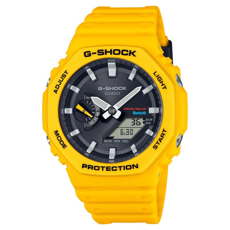 Reloj G-Shock de hombres solar, digital y analógico en amarillo, GA-B2100C-9AER.