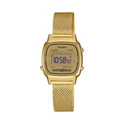 Reloj Casio Vintage dorado de mujer con correa de malla, LA670WEMY-9EF.