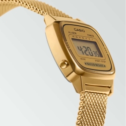 Reloj Casio Vintage dorado de mujer con correa de malla, LA670WEMY-9EF.