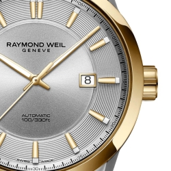 Reloj Raymond Weil Freelancer automático bicolor y esfera plateada, 2731-STP-65001.