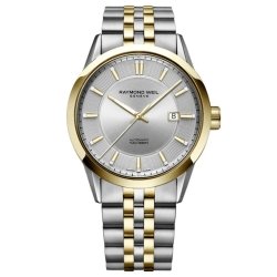 Reloj Raymond Weil Freelancer automático bicolor y esfera plateada, 2731-STP-65001.