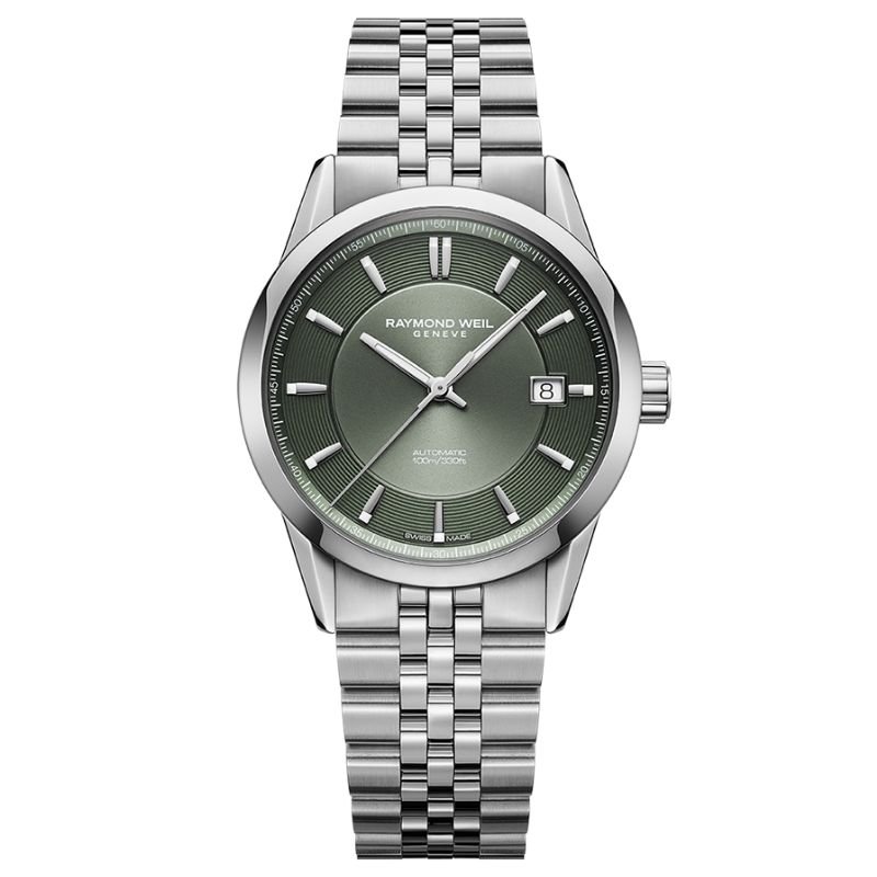 Reloj Raymond Weil Freelancer acero, esfera verde y 38 mm, 2771-ST-52051.