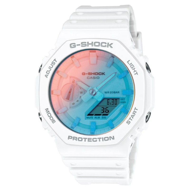 Reloj G-Shock en resina blanca con cristal tornasol, GA-2100TL-7AER.