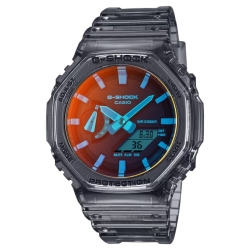 Reloj G-Shock semitransparente negro con cristal tornasol, GA-2100TLS-8AER.