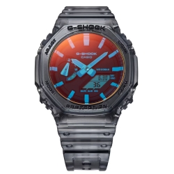 Reloj G-Shock semitransparente negro con cristal tornasol, GA-2100TLS-8AER.