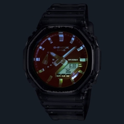 Reloj G-Shock semitransparente negro con cristal tornasol, GA-2100TLS-8AER.