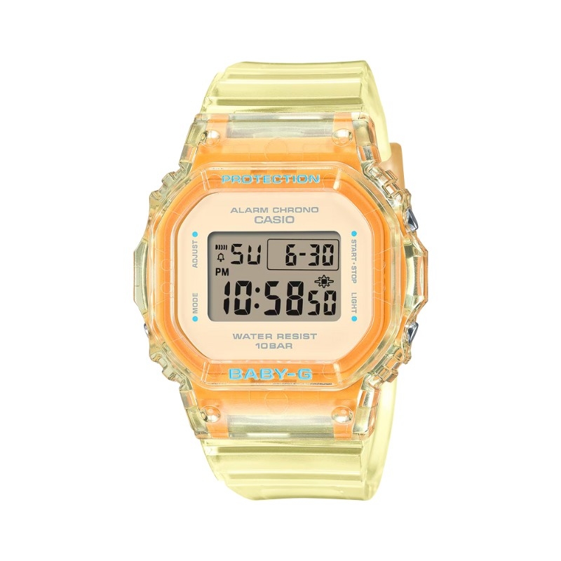 Reloj Casio Baby-G en resina transparente naranja BGD-565SJ-9ER.