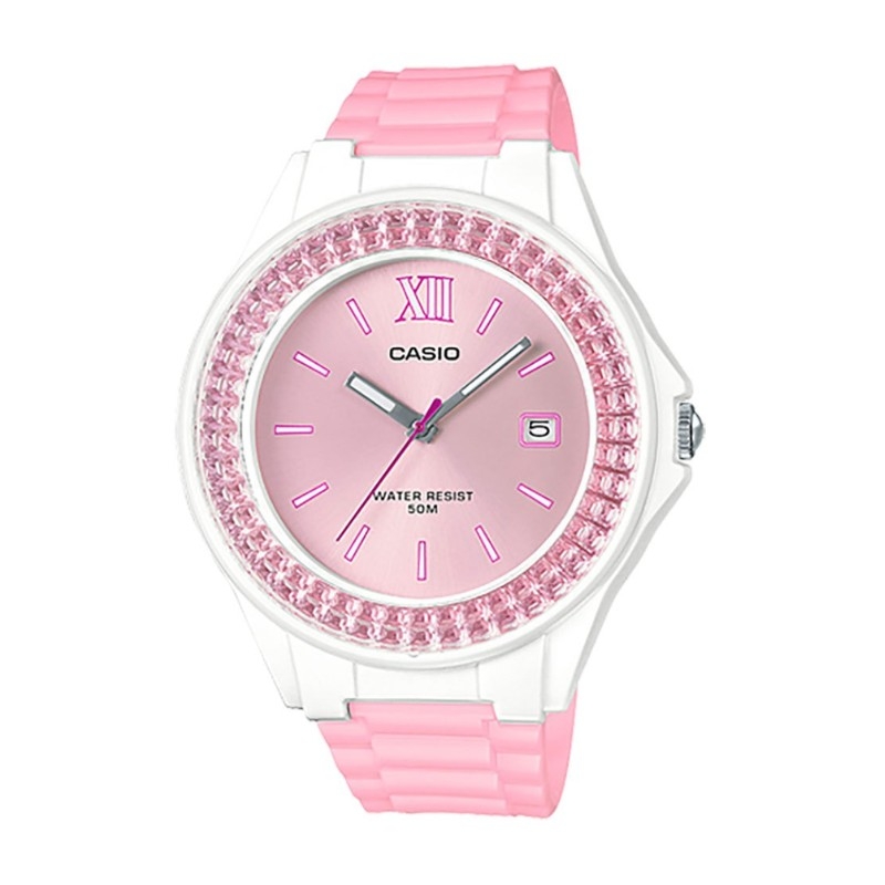 Reloj Casio de chicas analógico rosa con piedras, LX-500H-4E5VEF.