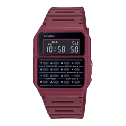 Reloj Casio Vintage con calculadora en rojo burdeos, CA-53WF-4BEF.