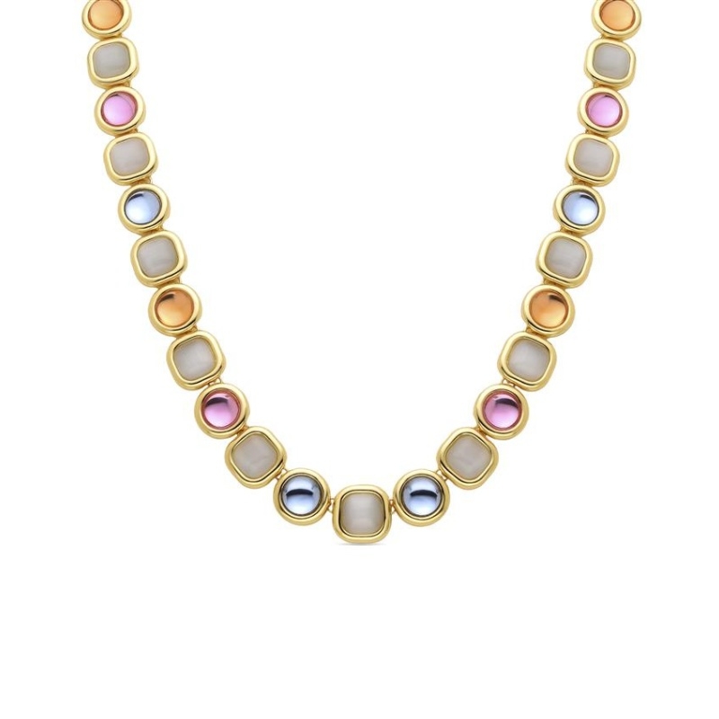 Collar dorado con piedras en colores pastel de Luxenter, SGNU011C20.