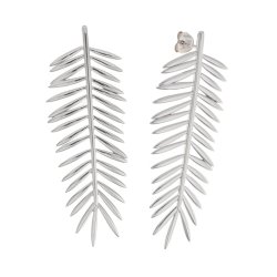 Pendientes en plata rodiada tipo hoja cyca de Salvatore Plata, 151A0136.