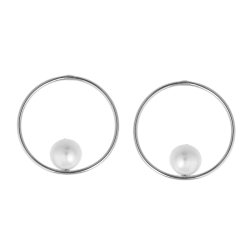 Pendientes de plata rodiada y perla de Salvatore Plata, 164A0113.