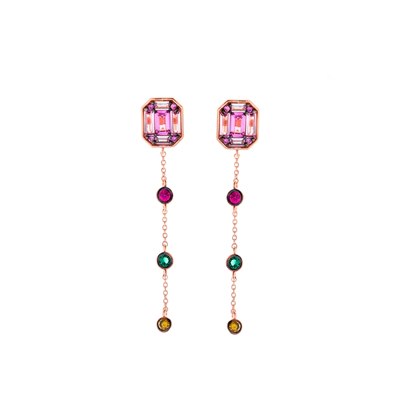 Pendientes de plata rosada y piedras multicolor, de Salvatore Plata, 136A0514.