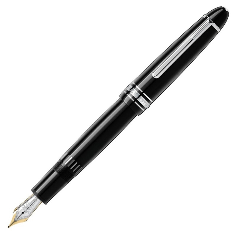 Pluma Montblanc Meisterstück LeGrand 146 Platinum, negra y plateada, plumín F.