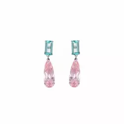 Pendientes en plata con lágrima rosa y baguette verde, de Salvatore Plata, 136A0633.