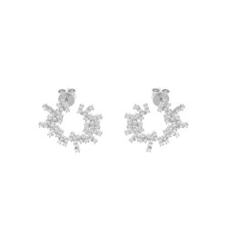 Pendientes en círculo en plata rodiada y circonitas, Salvatore Plata, 112A0274.
