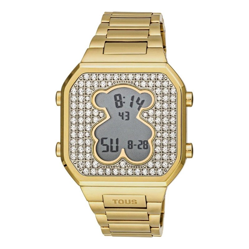 Reloj Tous D-Bear digital y dorado con circonitas, 3000130800.