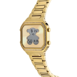 Reloj Tous D-Bear digital de mujer dorado y circonitas en bisel, 3000131300.