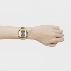 Reloj Tous D-Bear digital de mujer dorado y circonitas en bisel, 3000131300.
