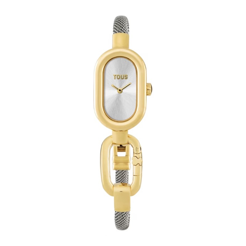 Reloj Tous Hold Oval en acero bicolor con malla redonda, 300131900.