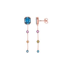 Pendientes de plata rosada y piedras multicolor, de Salvatore Plata, 136A0515.