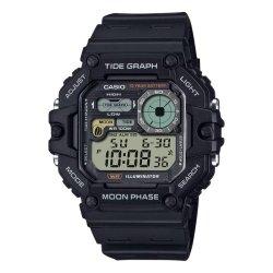 Reloj Casio Timeless digital en negro con fase lunar, WS-1700H-1AVEF.