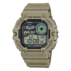 Reloj Casio Timeless digital en verde con fase lunar, WS-1700H-5AVEF.