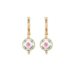 Pendientes dorado con esmalte en forma de flor de Luxenter, SGEW462.