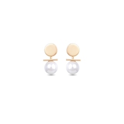 Pendientes dorados en oro con perla blanca de Luxenter, SGEW458114.