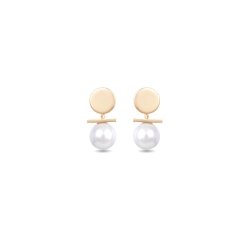 Pendientes dorados en oro con perla blanca de Luxenter, SGEW458114.