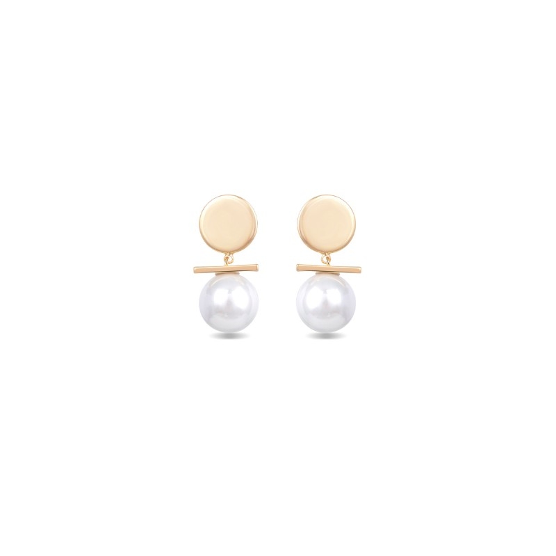 Pendientes dorados en oro con perla blanca de Luxenter, SGEW458114.