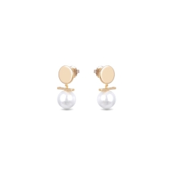 Pendientes dorados en oro con perla blanca de Luxenter, SGEW458114.