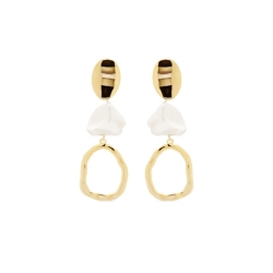 Pendientes largos dorados con perlas barrocas de Luxenter, SGEW385.