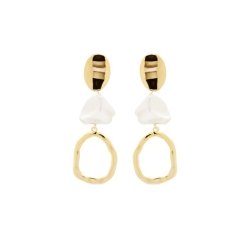 Pendientes largos dorados con perlas barrocas de Luxenter, SGEW385.