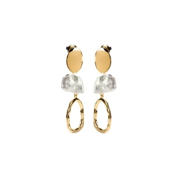 Pendientes largos dorados con perlas barrocas de Luxenter, SGEW385.