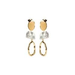 Pendientes largos dorados con perlas barrocas de Luxenter, SGEW385.