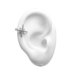 Earcuff de estrella en plata rodiada con circonitas Luxenter, EH29500.