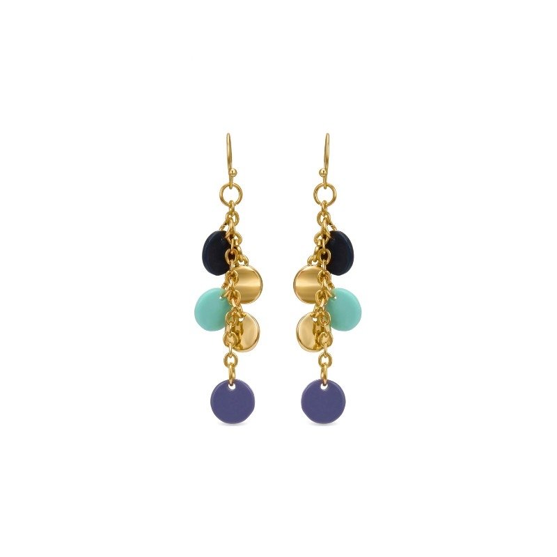 Pendientes dorados con resinas de colores de Luxenter, SGEW463639.