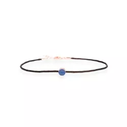 Pulsera de seda con colgante en plata rosada y circonitas azul de Luxenter.