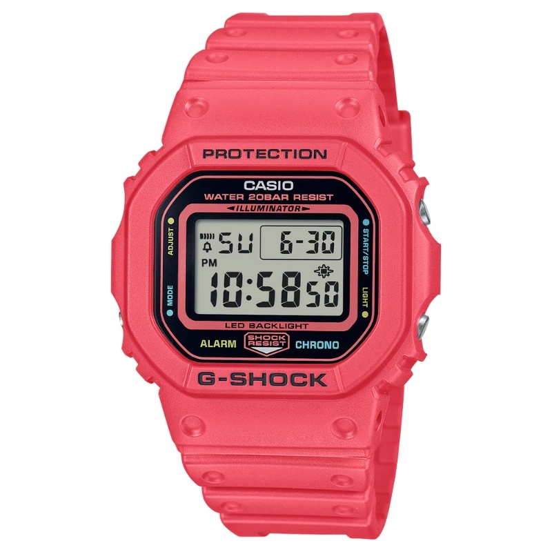 Reloj G-Shock modelo Origen rojo y orilla negra, DW-5600EP-4ER.