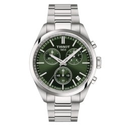 Reloj Tissot PR 100 Chronograph acero y esfera verde, T1504171109100.